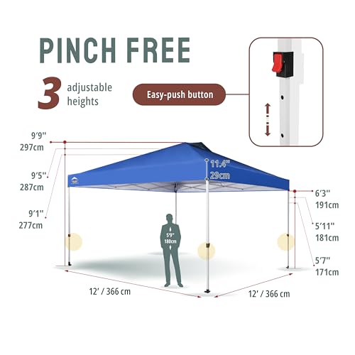CROWN SHADES 10x10 Pop Up Canopy - Beach Tent with One Push Setup - Easy Outdoor Sun Shade for Events, Parties, Camping - Gazebo with STO-N-Go Cover Bag, Silver Coated Top, White