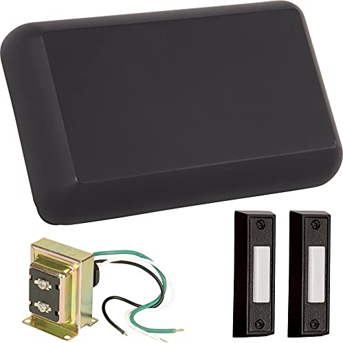 Craftmade CK1001-FB Chime Kit includes Flat Black Door Chime, T1610 Transformer, 2 Black Buttons