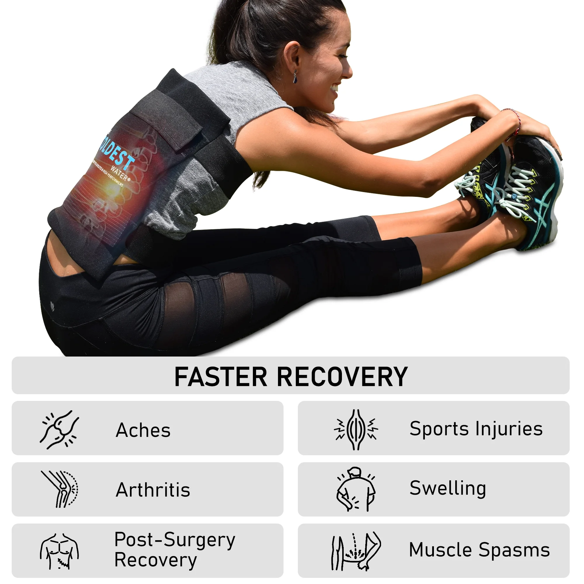 The Coldest Ice Pack with Straps- Gel Ice Packs Reusable Cold Therapy Pack (Knee, Shoulder, Foot, Back, Ankle, Neck, Hip, Wrist) (14 x 11 inch Pack of 2)