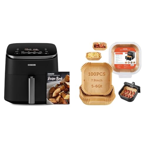 COSORI Air Fryer 9-in-1, Compact & Large 6-Qt, Fast Turbo Modes, 90–450°F Precise Heat for Even Results, Up to 95% Less Oil*, Roast, Bake, Dry, Reheat, Frozen, Broil, Proof, 120V, TurboBlaze, Grey