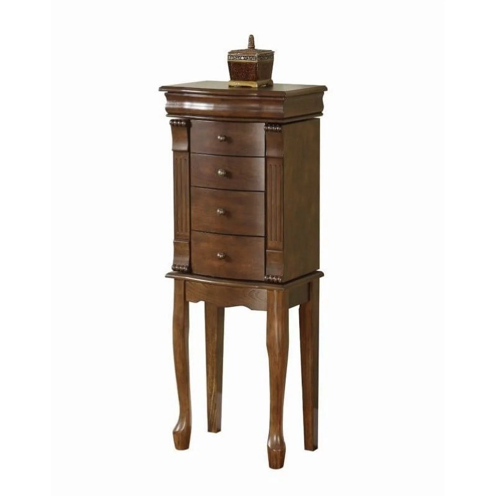 Louis Philippe Jewelry Armoire, Walnut with Black Lining
