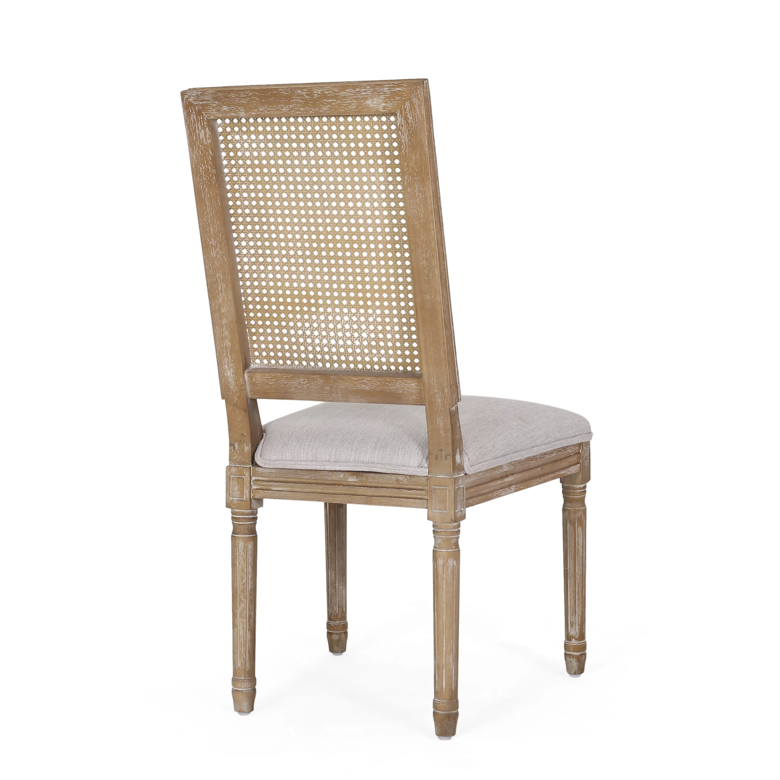 Noble House Beckstrom French Wood Dining Chair, Set of 2, Light Gray, Natural