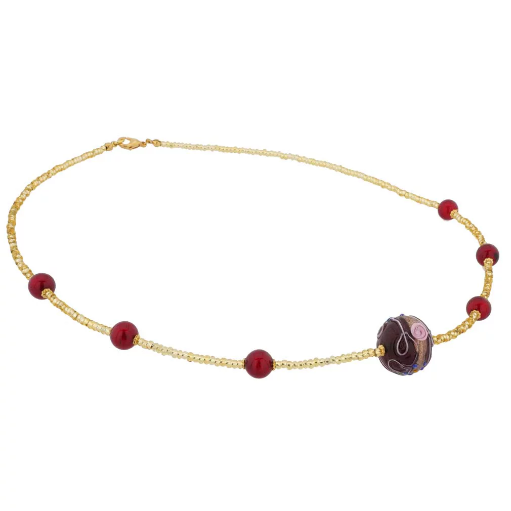 GlassOfVenice Murano Glass Rialto Necklace - Ruby Red