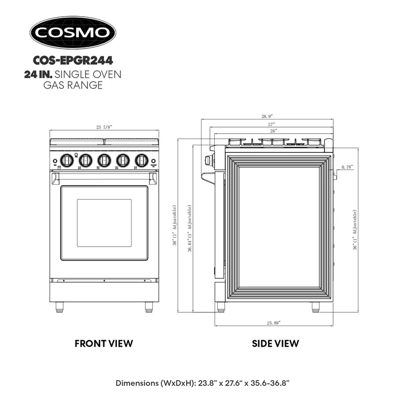 24 in. Freestanding Gas Range with 3.73 cu. ft. Capacity Oven in Stainless Steel