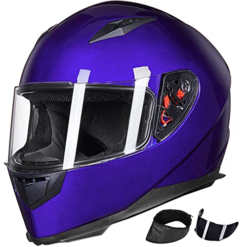 ILM Full Face Motorcycle Street Bike Helmet with Removable Winter Neck Scarf + 2 Visors DOT Model-JK313