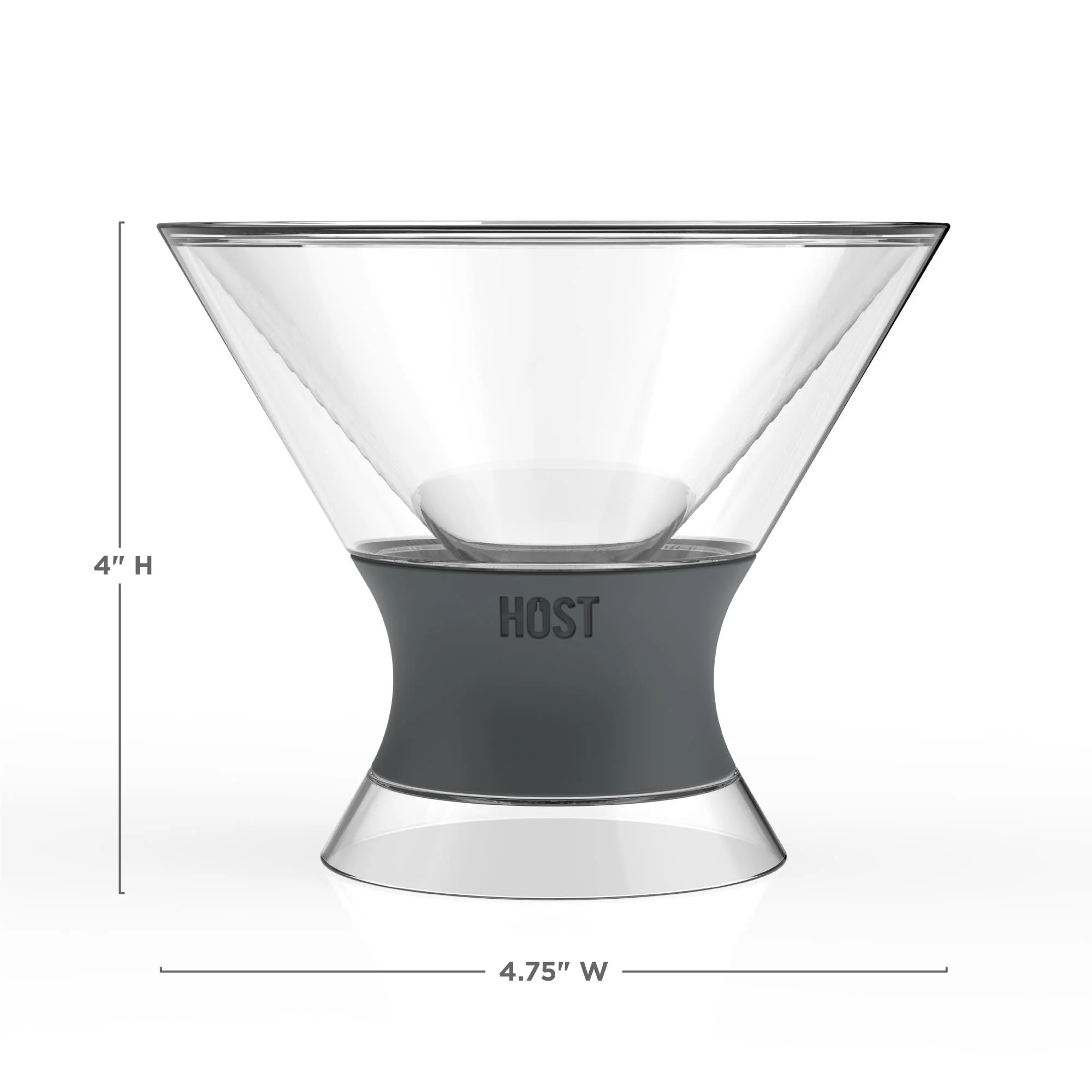Host Freeze Double Wall Insulated Martini Plastic Cooling Cups, Set of 2, Grey
