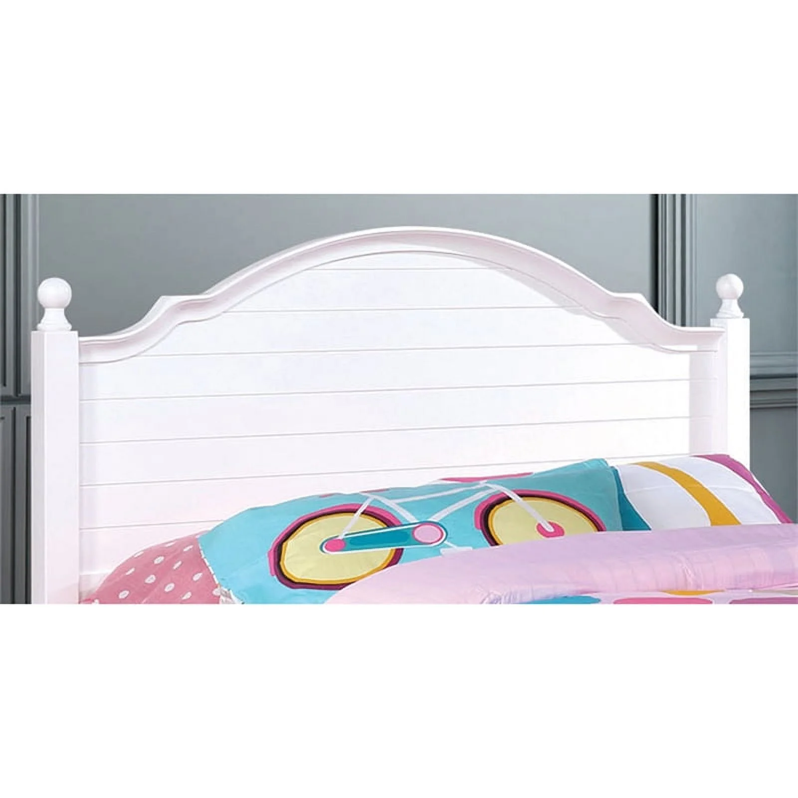 Furniture of America Poppy Transitional Wood Twin Panel Kids Bed in White