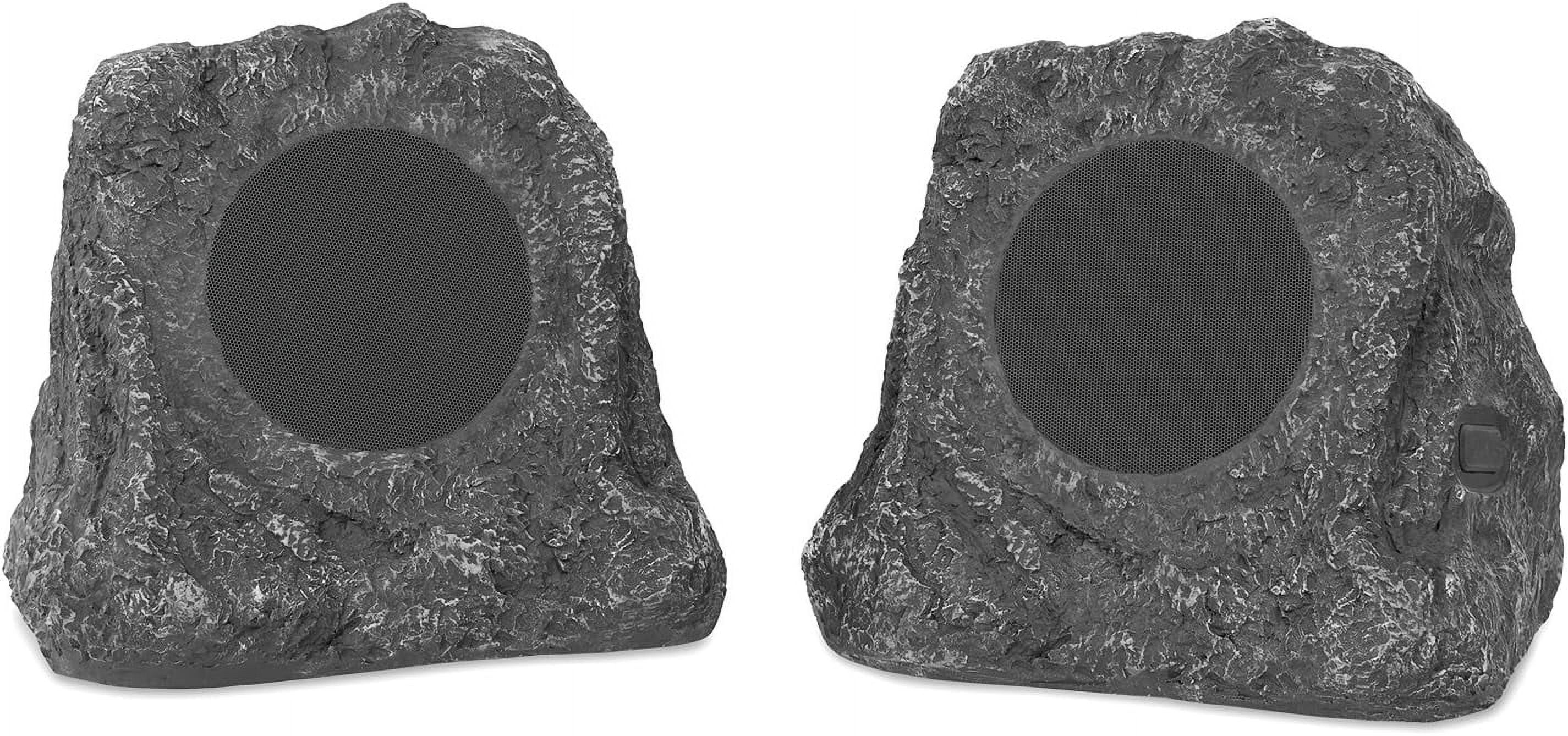 Open Box Innovative Technology Outdoor Rock Wireless Speaker Pair - CHARCOAL/GREY