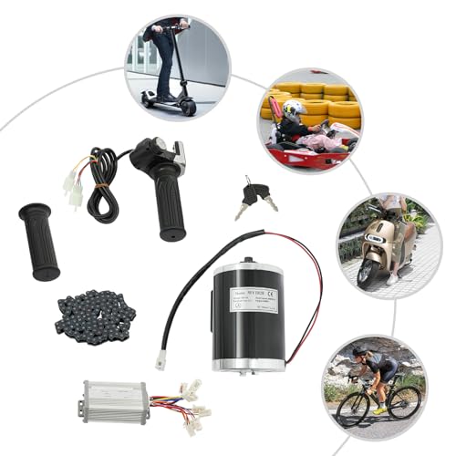 48V 1000W Brush Electric Bicycle Conversion Kit, Brush E-Bike Cycling Motor Controller, High Speed Electric Motor Set for Karts, Beach Bikes, Small Electric Motorcycles
