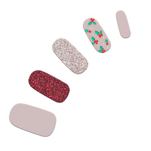 Dashing Diva Gloss Nail Strips - Santa Baby | UV Free, Chip Resistant, Long Lasting Gel Nail Stickers | Contains 32 Nail Wraps, 1 Prep Pad, 1 Nail File