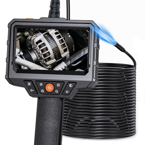 Endoscope With Light and 50ft Semi-Rigid Cable, Handheld Borescope 4.3'' HD 1080P, 8 Adjustable LED Lights, IP67 Waterproof Inspection Camera for Sewer, Gadgets for Men