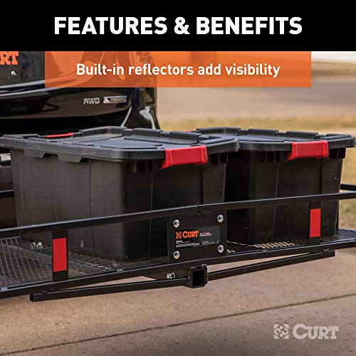 CURT 18152 60 x 24-Inch Basket Hitch Cargo Carrier, 500 lbs Capacity, Black Steel, 2-in Fixed Shank