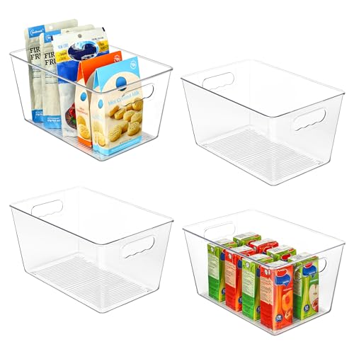 Vtopmart 6 PCS Clear Plastic Storage Bins, Pantry Organizer Containers with Handle for Refrigerator, Fridge, Cabinet, Kitchen, Countertops, Cupboard, Home Organization and Storage, XL