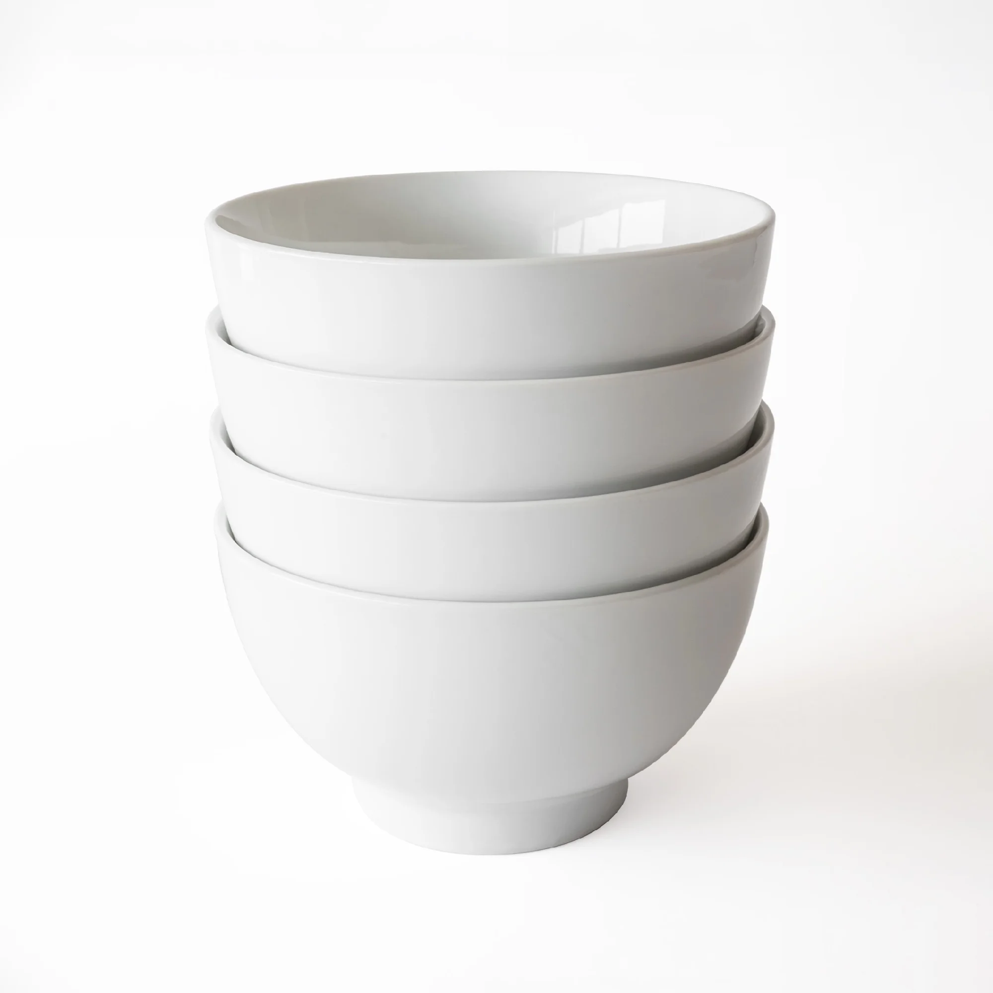 Over and Back Set of 4 White Round Porcelain Noodle Bowls