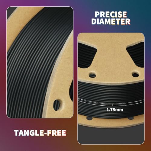OVERTURE PLA Filament 1.75mm PLA 3D Printer Filament, 2kg Cardboard Spool (4.4lbs), Dimensional Accuracy +/- 0.02mm, Fit Most FDM Printer (Black 2-Pack)