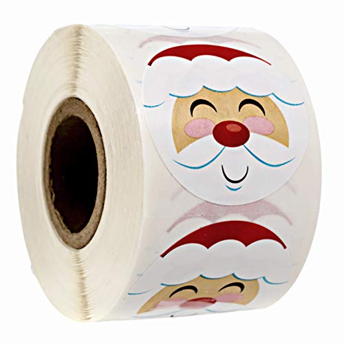Jolly Santa Stickers / 500 Happy Saint Nick Christmas Label Roll / 1.5