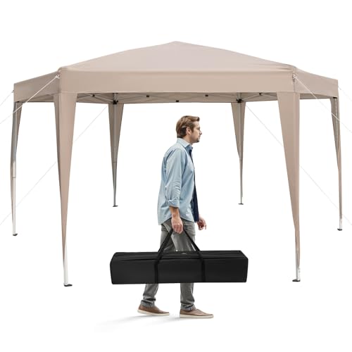 Tangkula 10 x 20 FT Pop Up Canopy, Easy Setup Outdoor Tent Shelter with Carry Bag, 6 Ropes, 12 Stakes, Portable Canopy Tent for Party BBQ Event Wedding