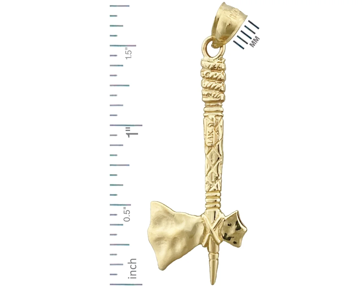 14K Gold 3D Tomahawk Pendant