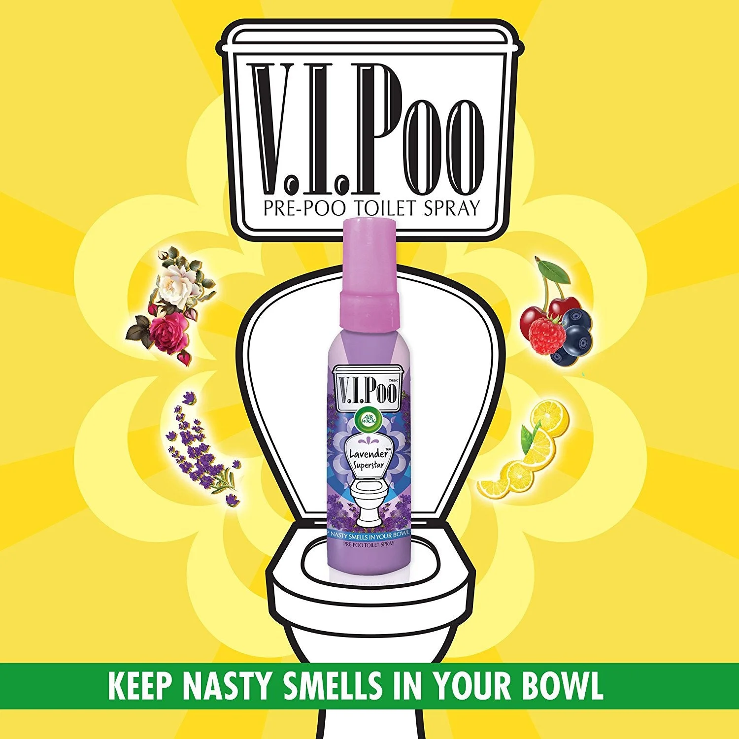 Air Wick VIPOO Toilet Perfume Spray, Lavender Superstar, 55 ml, Pre-Poop Spray