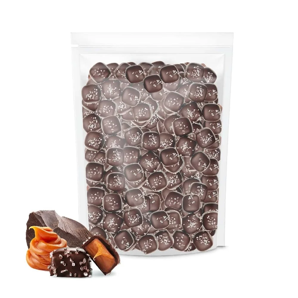 Funtasty Dark Chocolate Sea Salt Caramel Squares Candy, 2-Pound Pack