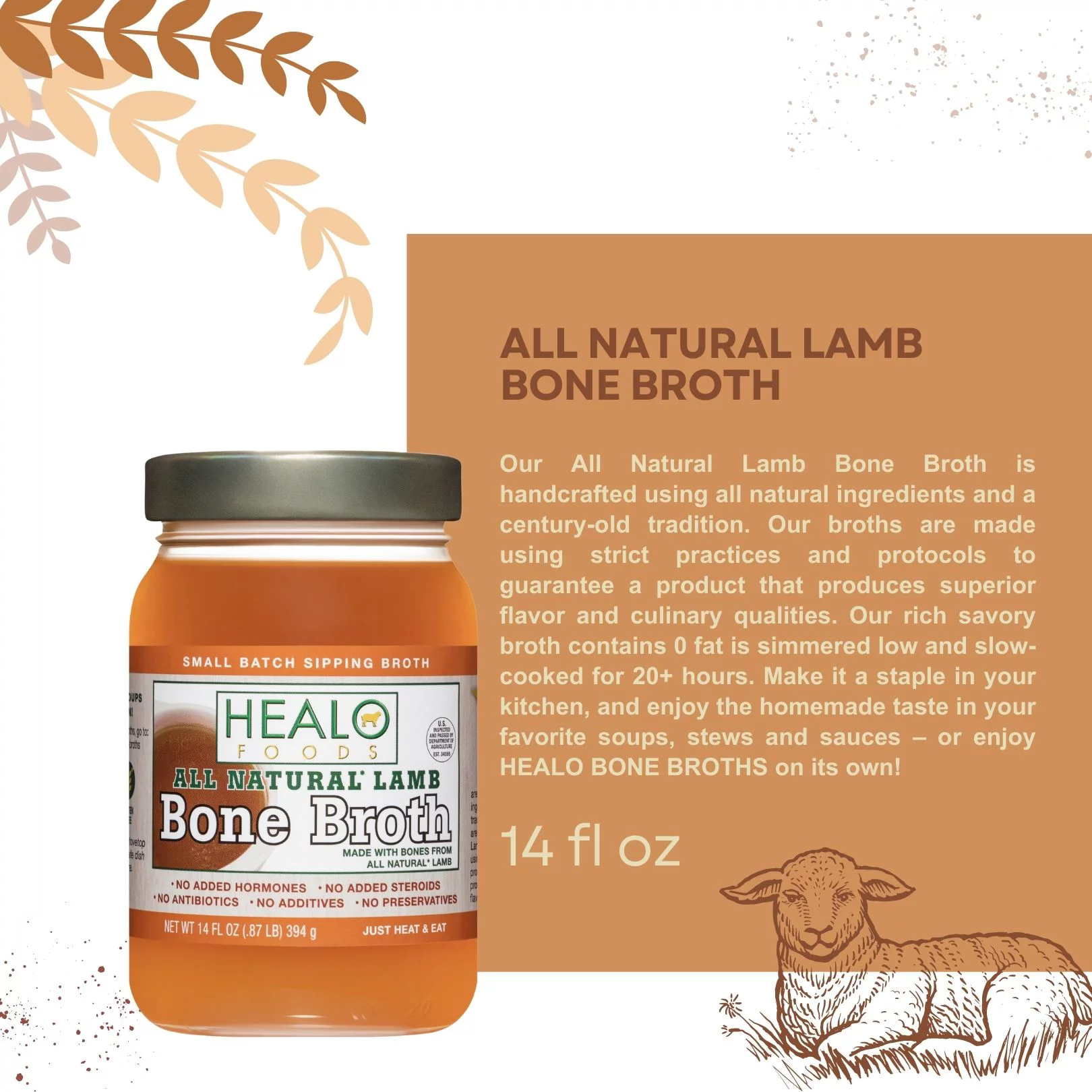 Healo Foods All Natural Lamb Bone Broth 6-Pack
