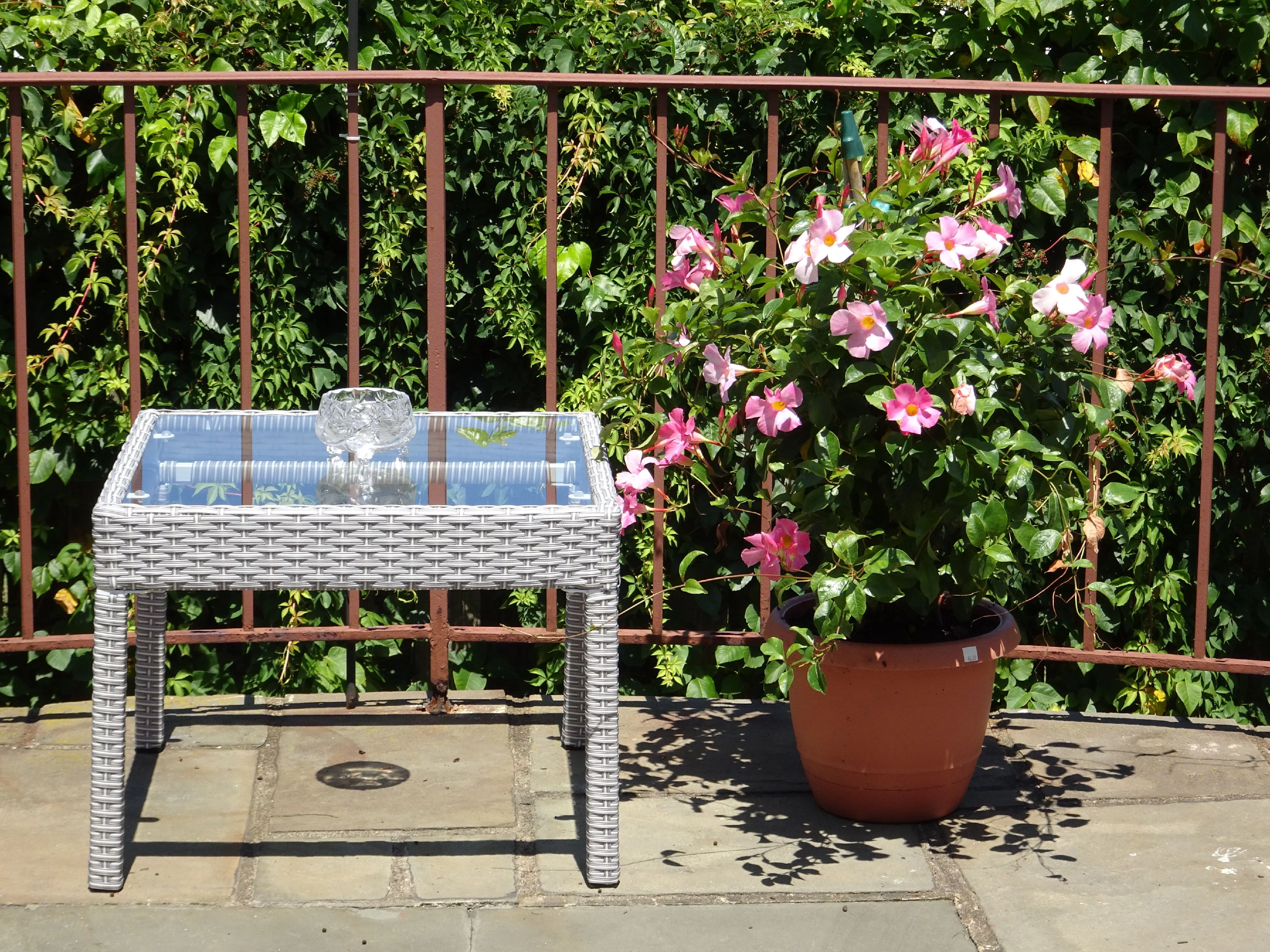 SK New Interiors Outdoor Patio Wicker Square Coffee Table w/Glass Resin Yard Garden Furniture, Gray