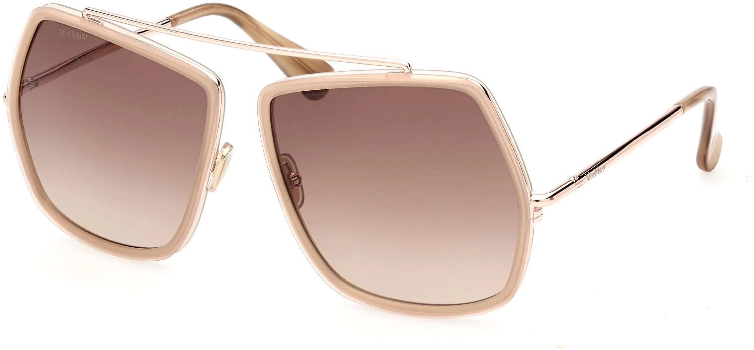 Sunglasses MaxMara MM 0060 Elsa 4 60F Shiny Rose Gold, Pearl Beige / Gradien Bro