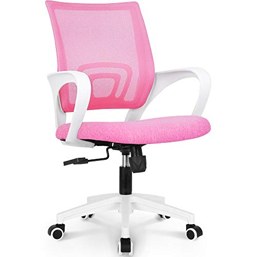 NEO CHAIR Office Desk Computer Chair Ergonomic Mesh Gaming Mid Back Seat with Comfy Lumbar Support Adjustable Height Swivel for Home Task (Black)