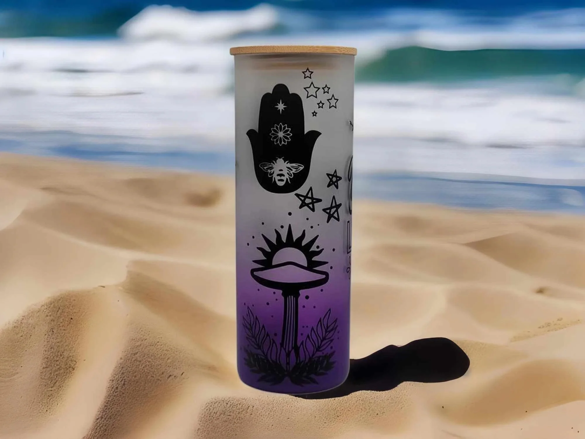 Mushroom Beer Can Glass | Boho Mushroom Coffee Glass |Coffee Glass | 24 oz