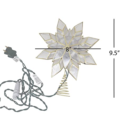 Kurt Adler 8.5-Inch Capiz Star Tree Topper with 10 Clear Lights and 1 Spare Bulb