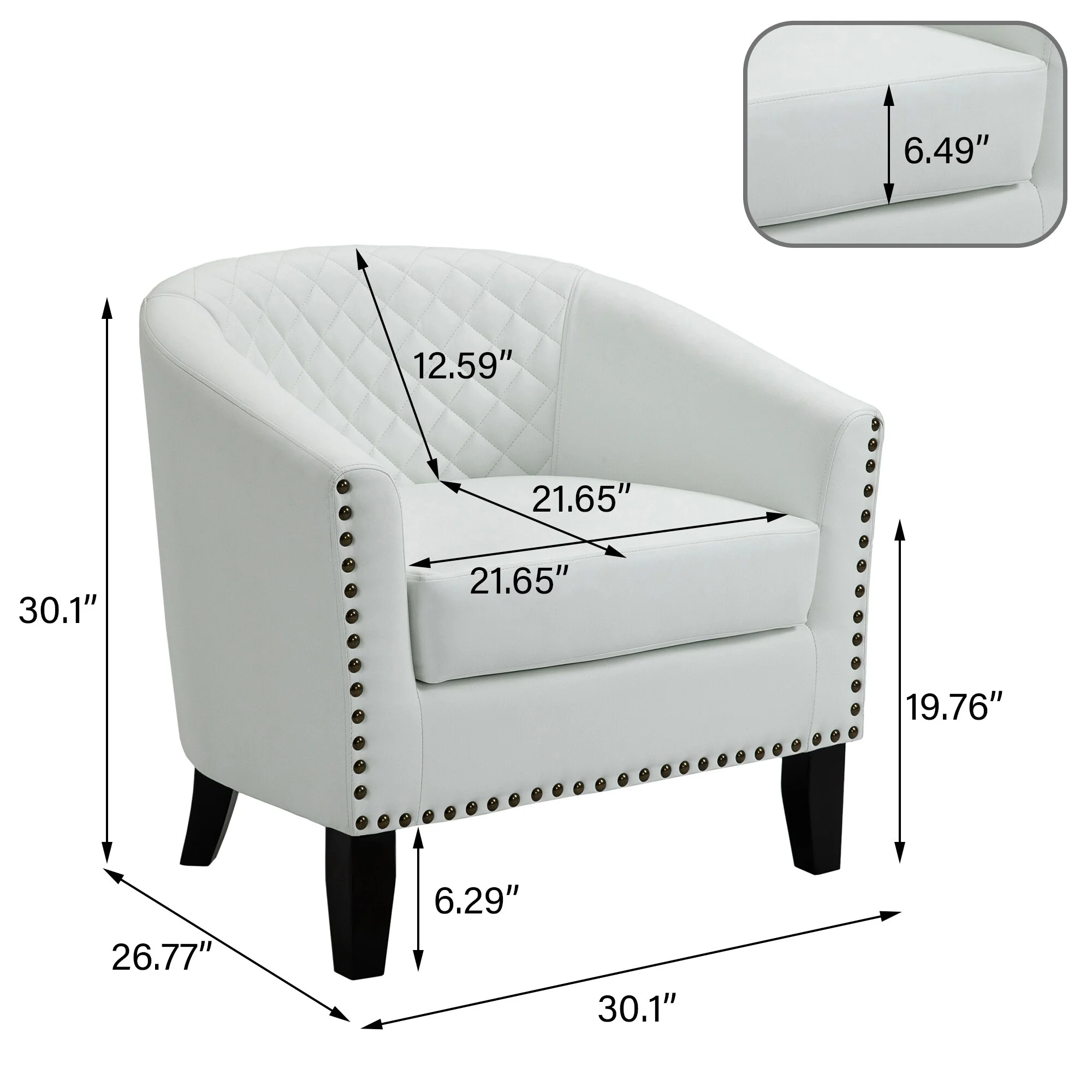 Jerry Guo Faux Leather Accent Barrel Chair- Set of 2 White