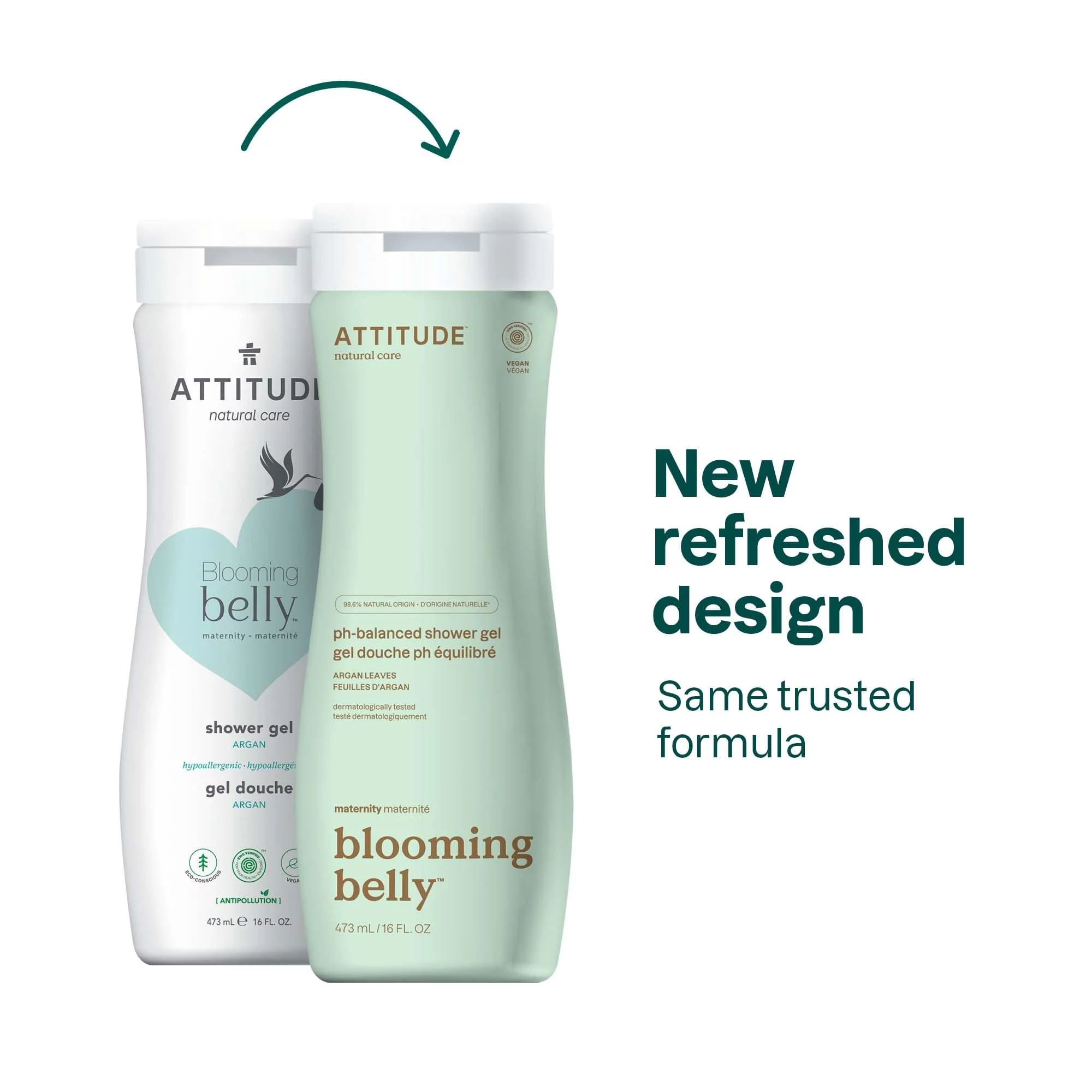 Attitude Pregnancy Body Wash, Ewg Verified, Dermatologically Tested, Vegan And Cruelty-Free Maternity Products, Argan, 16 Fl Oz.