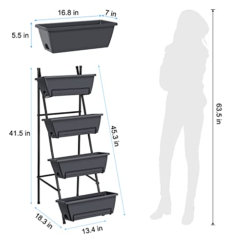 OYEAL Raised Garden Bed 4 Tier Vertical Garden Planter Indoor Outdoor Herb Planter with Legs Elevated Garden Planters for Flowers Vegetables Plants, Brick Red