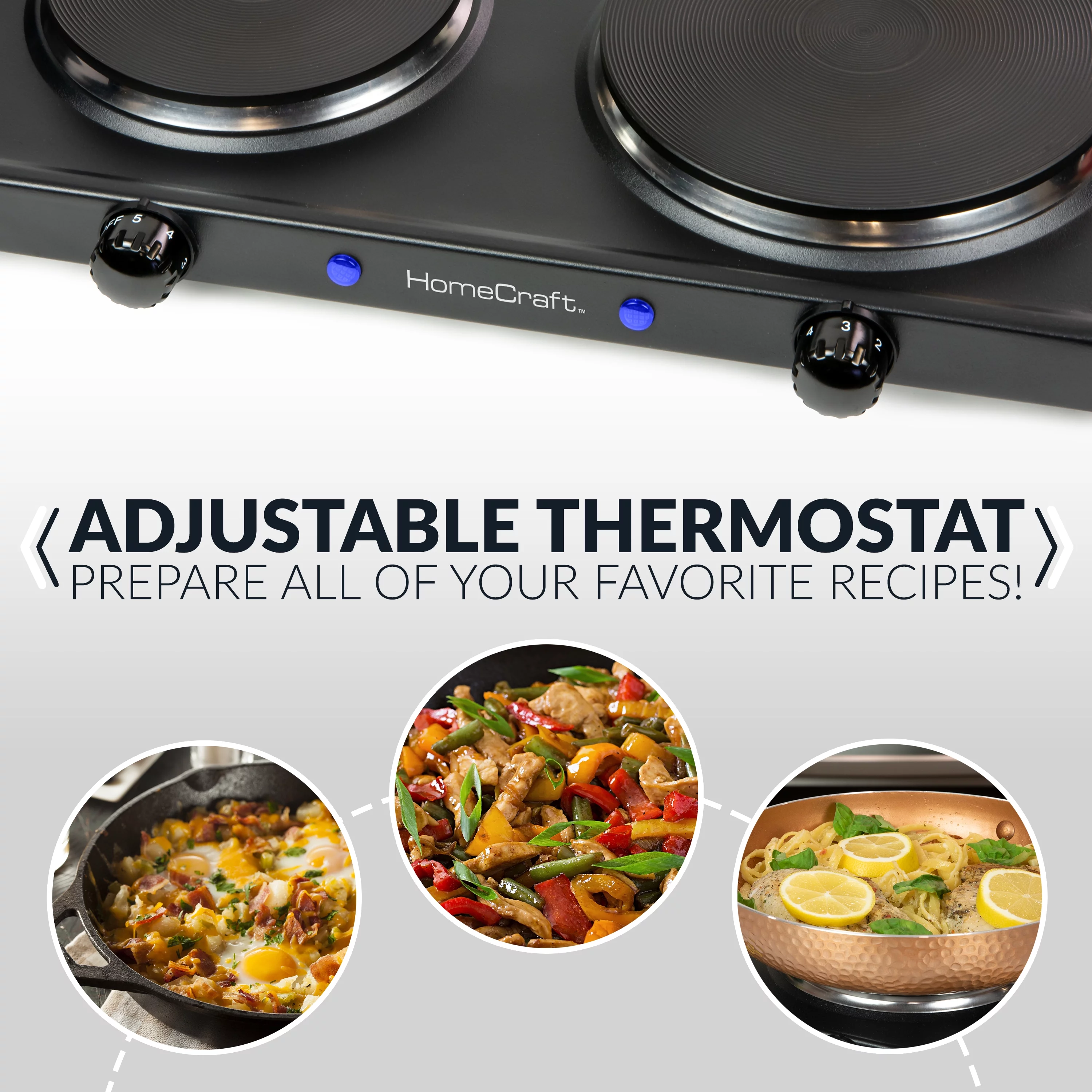 HomeCraft HCDB15BK Double Burner Hot Plate