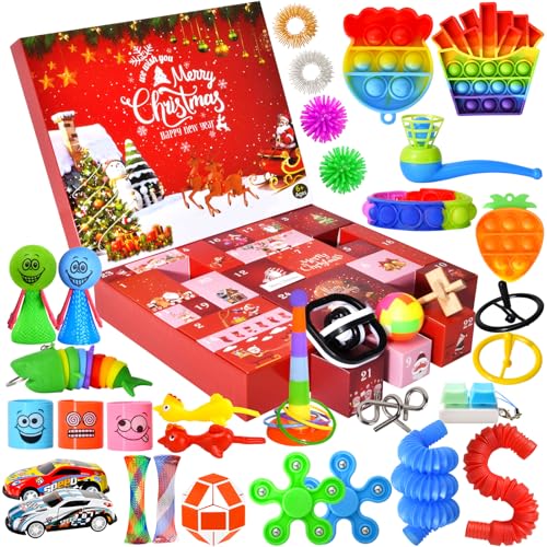 Fidget Christmas Countdown Calendar-Advent Calendar 2025 for Kids-24 Days Surprise Christmas Reusable Present-Holiday Xmas Count Down Advent Calendars Sensory Toy for Toddlers Boys Teens Adults Girls