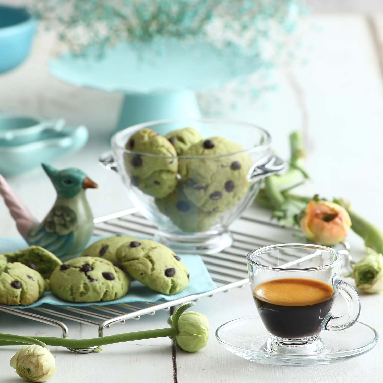 LAV Glass Coffee Cups and Saucers Set of 12 - Clear Espresso Cups with Handle 3.25 oz