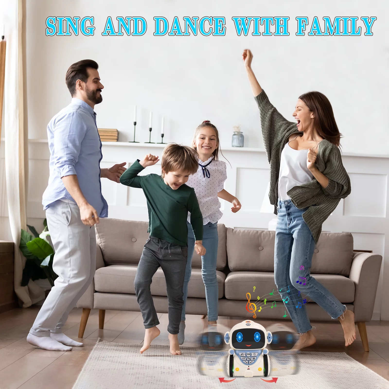 AOKESI Kids Robot Toys, Early Learning Smart Robot with Voice Control, Speech Recognition, Singing Dancing Interactive Robot Talking Robotic Gift for Boys Girls 3+