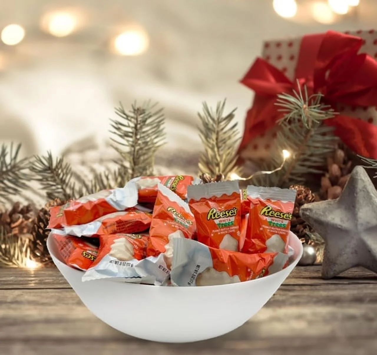 Reece's White Trees- White Tree Chocolate - Christmas Candy Stocking Stuffers White Chocolate Candy - 4 Pounds Approx 100 Pieces - Peanut Butter Chocolate White Creme - Bulk Milk Chocolate Candy