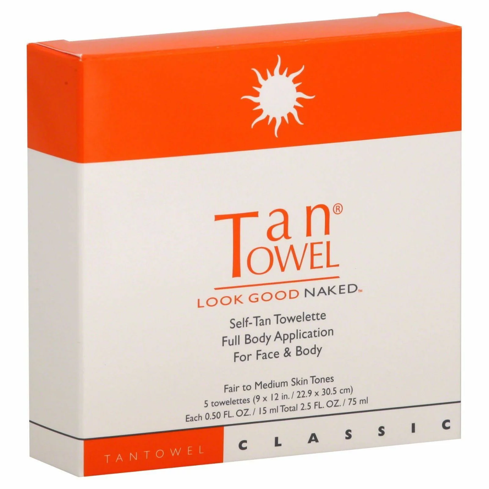 Tan Towel Towelettes Formulation Full Body Classic 30 Pack