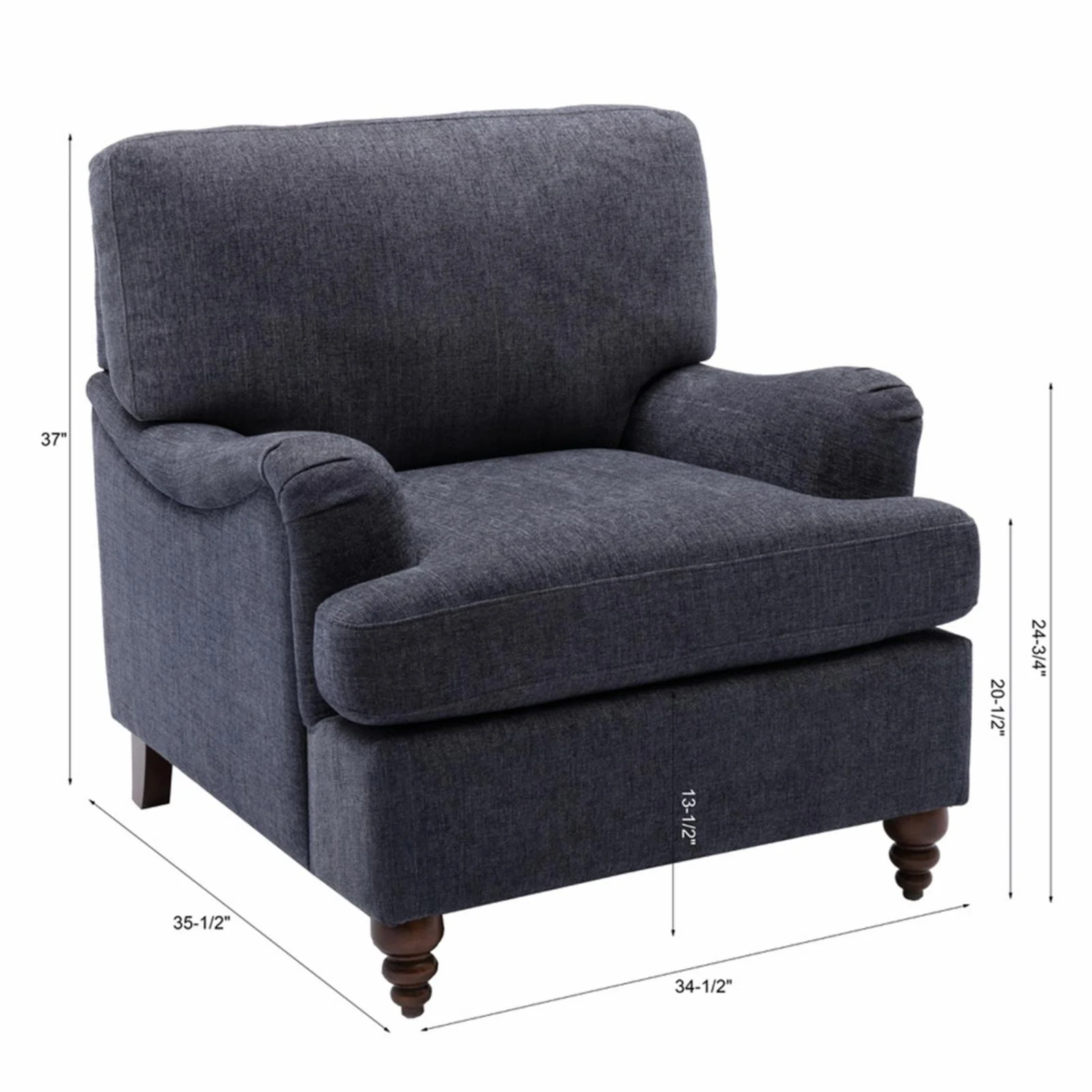 Clarendon Navy Blue Polyester Fabric Upholstered Transitional Arm Chair