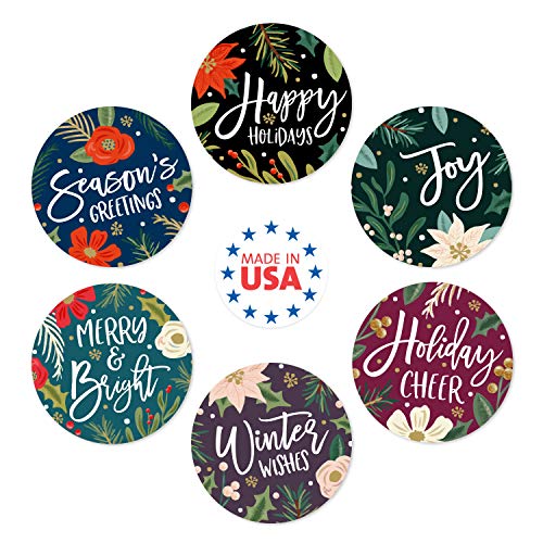 Brown Kraft Holiday Pine Stickers / 500 Classic Christmas Stickers / 6 Alternating Rustic Winter Holiday Labels / 1.5