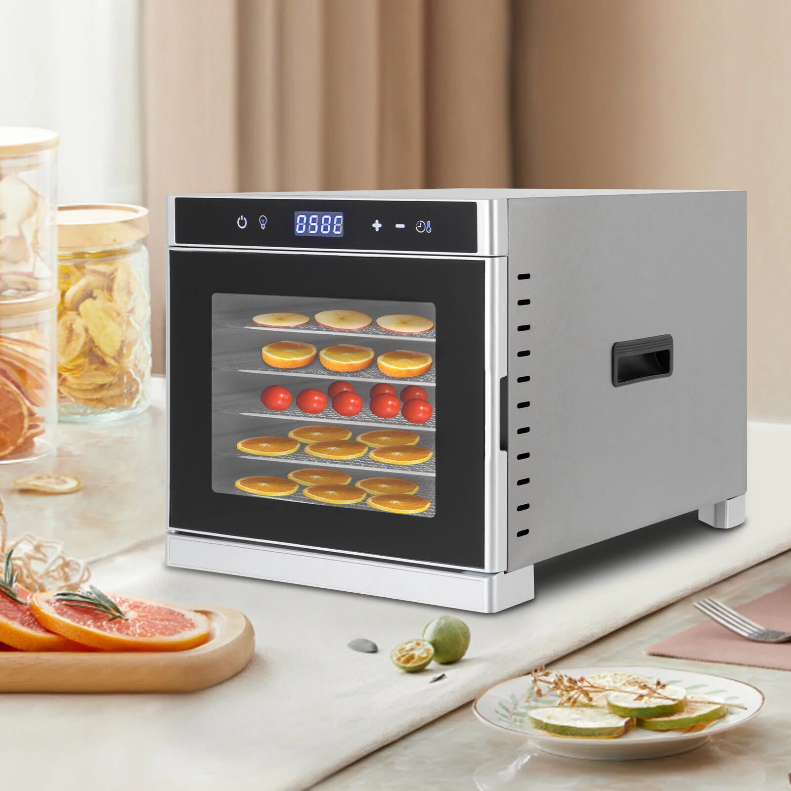 ZhdnBhnos 6/8 Tray Commercial Food Dehydrator Stainless Steel Vegetables Fruit Meat Jerky Dryer Machine 700W