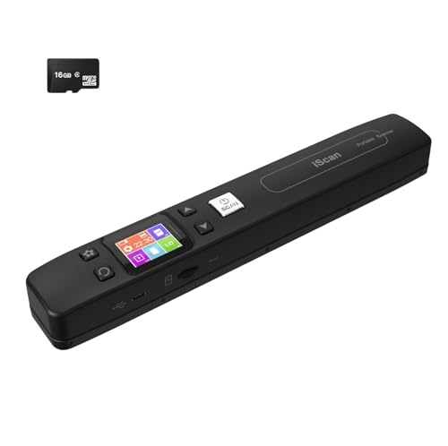 Portable Scanner, Wireless Fast Color Photo Scanner, 1.8” Color Screen for A4 Document Old Picture Receipt, 1050DPI JPEG PDF, 16GB Card, Built-in Wi-Fi, No Driver, Zero Edge