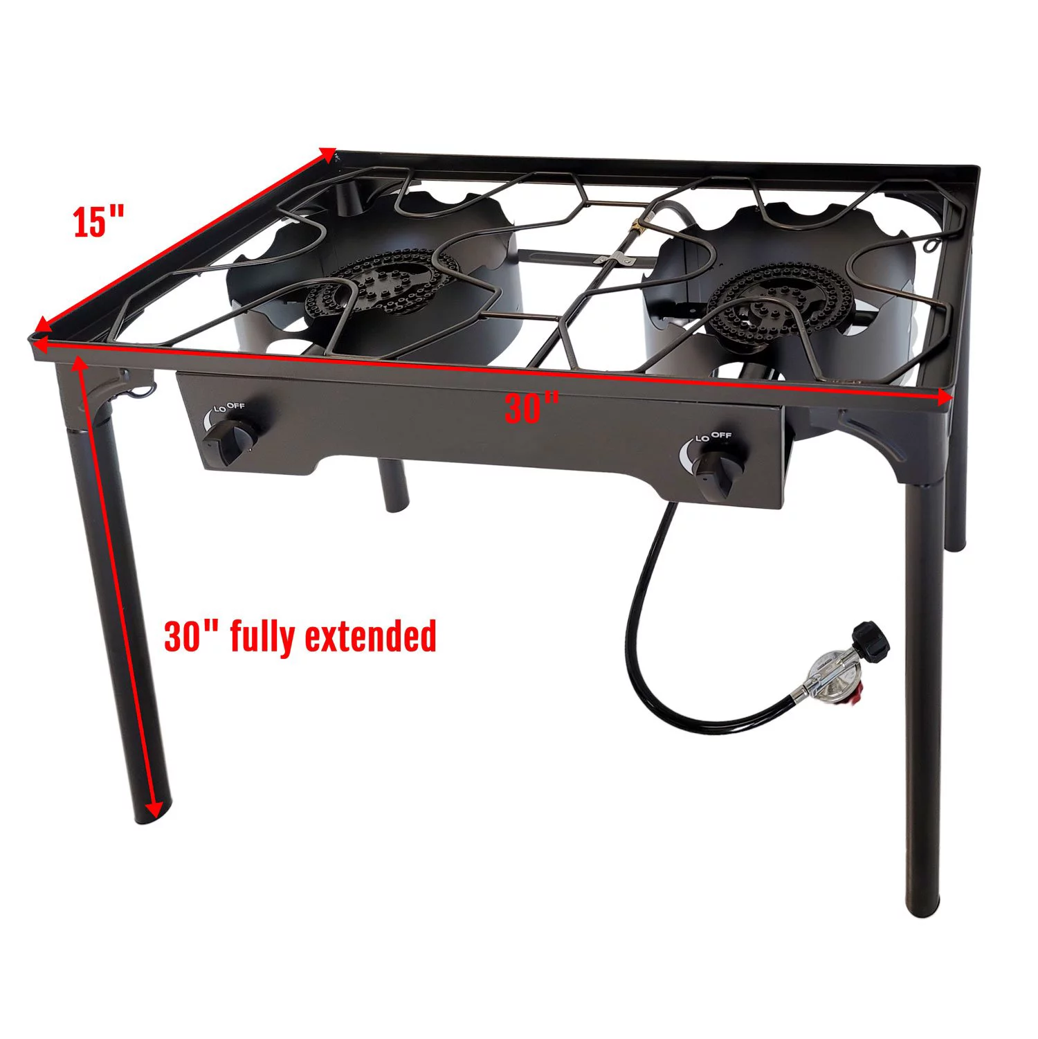 Folding Portable Two Burner Cast Iron 150,000 BTU Stove with Stainless Steel Griddle Plancha Comal Camping Tailgating Boating
