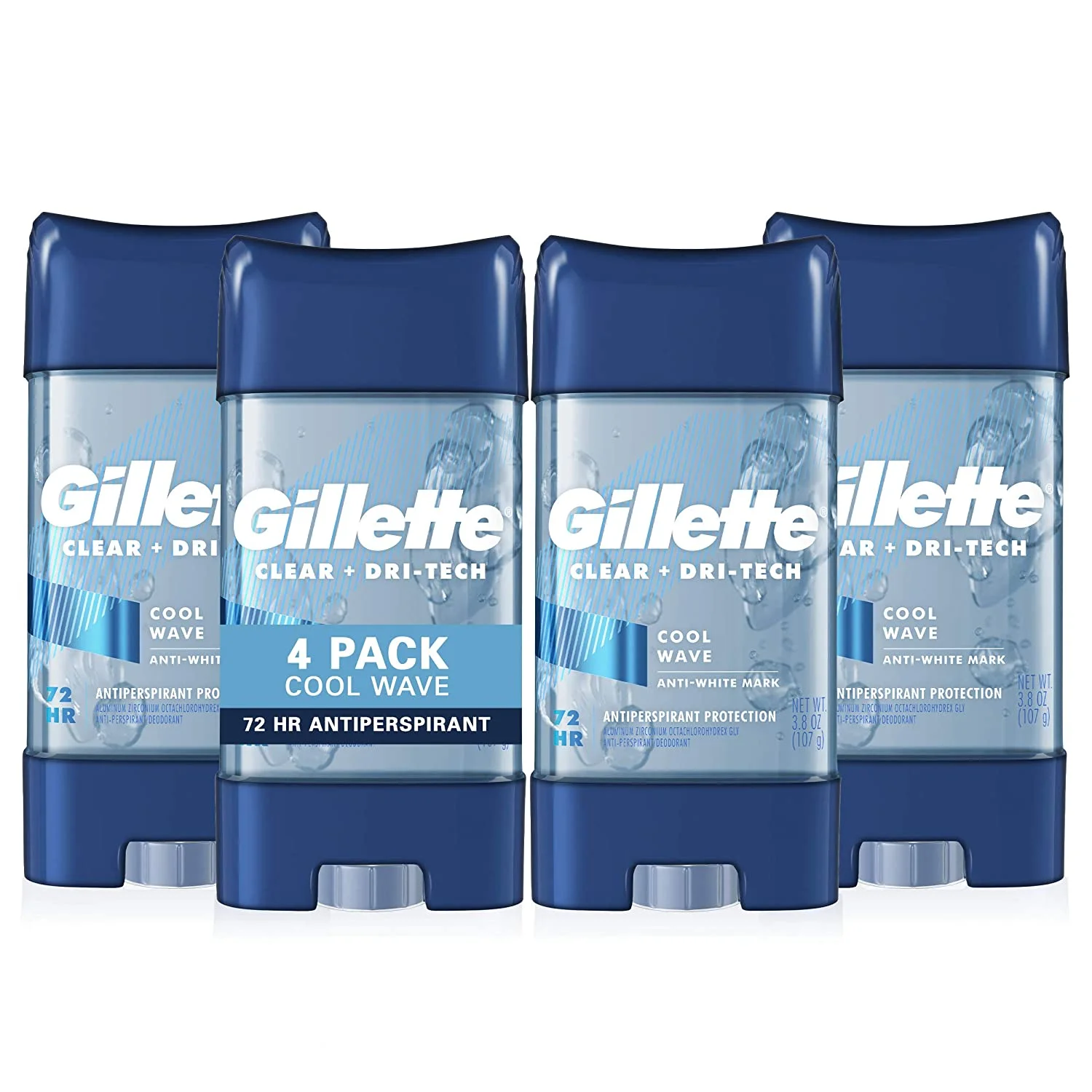 Gillette Endurance Clear Gel Deodorant Cool Wave 3.8 oz (Pack of 4)