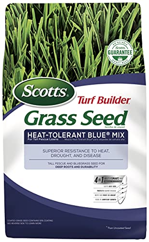Scotts Turf Builder Grass Seed Heat-Tolerant Blue Mix for Tall Fescue Lawns with Fertilizer and Soil Improver, 5.6 lbs.