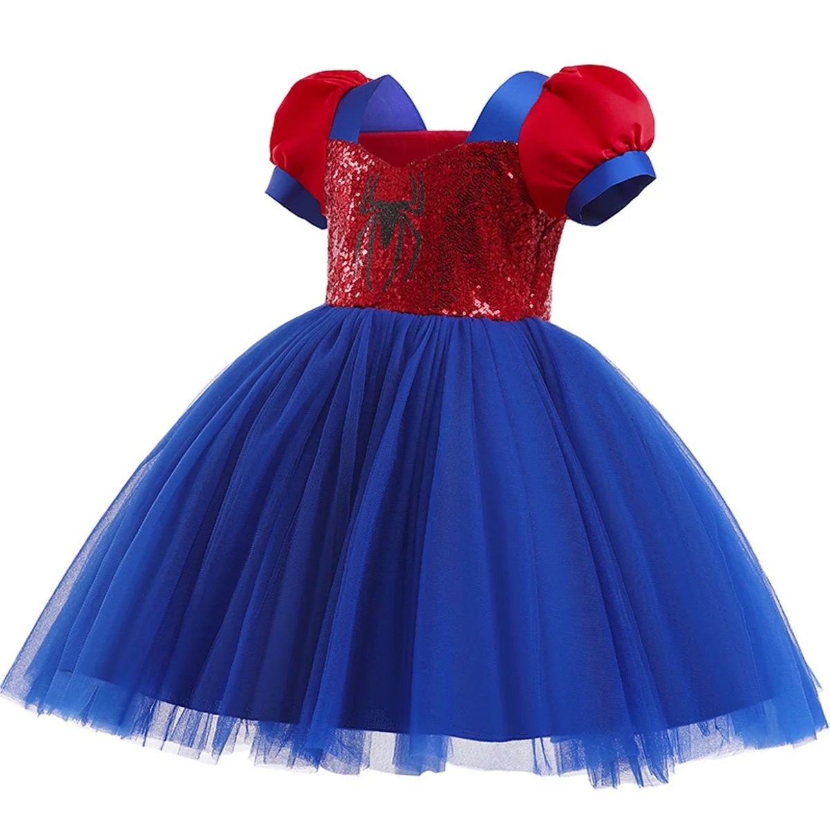 Girls Spiderman Cosplay Dress Halloween Party Costume with Eyemask