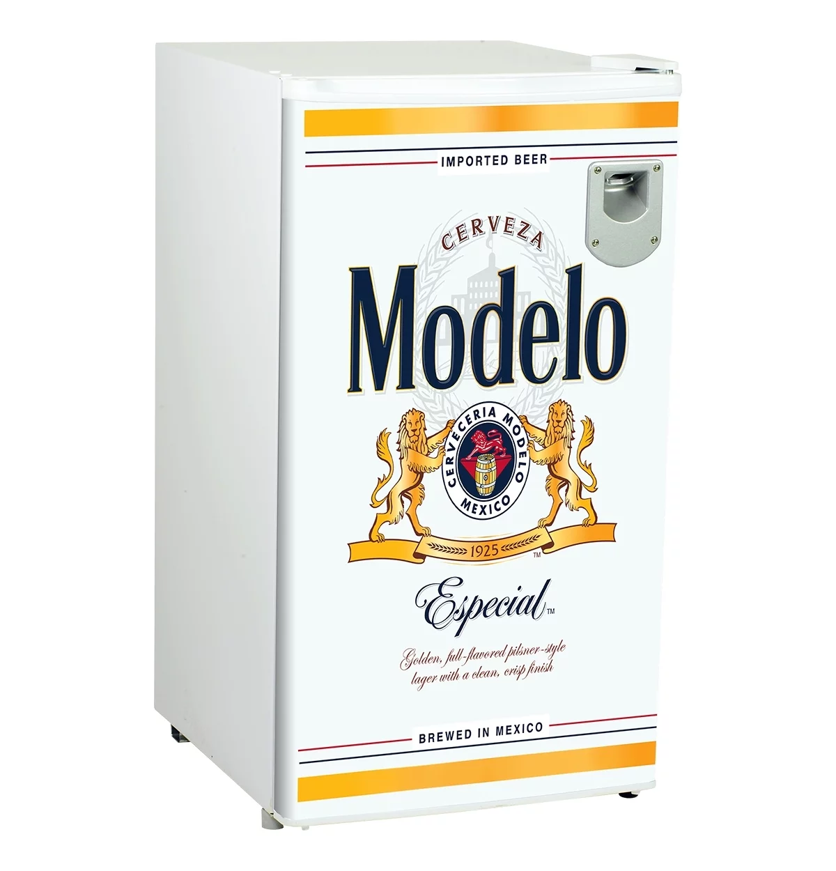 Modelo Compact Fridge with Bottle Opener, 90 L/ 95 Quart 3.2 Cubic Foot for Snacks, Beverages, Juice, Beer, Den, Dorm, Office, Games Room, or RV