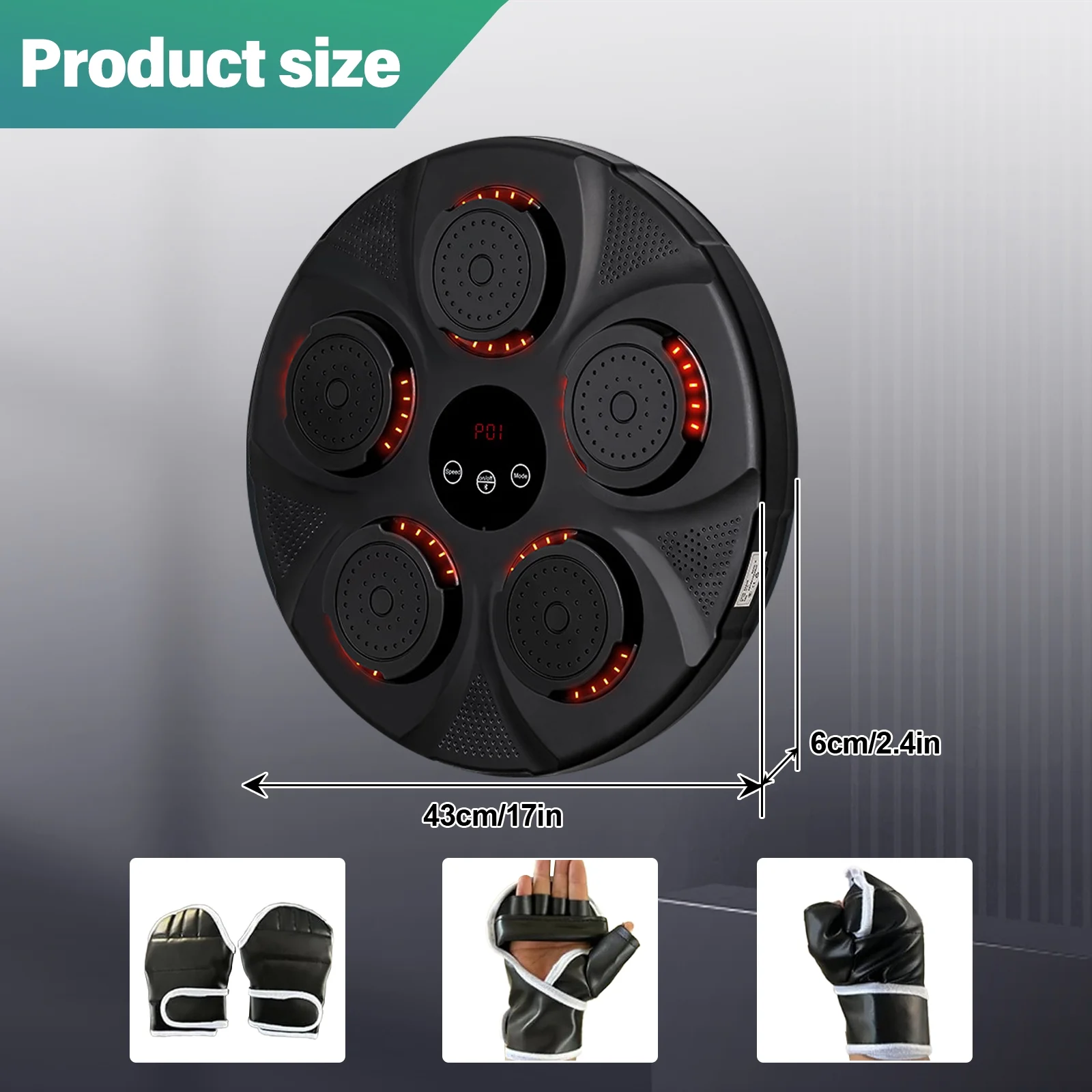 Untica Music Boxing Machine, Smart Bluetooth Connection Boxing Equipment, Fight Reaction Training Boxing Pad, Release Pressure Wall Mounted Punching Equipment with Boxing gloves