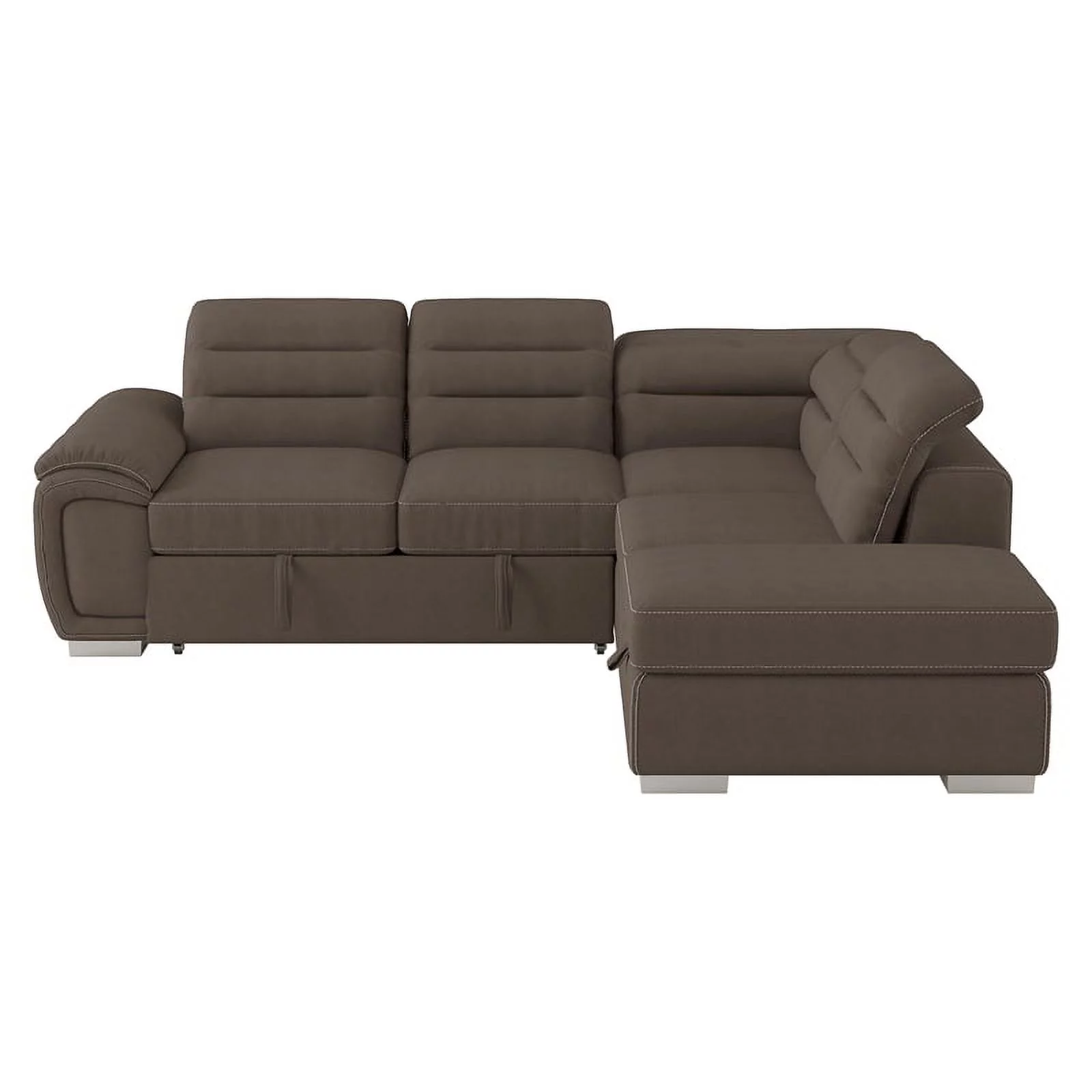 Lexicon Platina Microfiber Sectional with Pull Out Bed and Ottoman in Chocolate